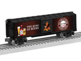 Steel Boxcar with Illuminated Side - 3-Rail - Ready to Run -- Budweiser Bar Sign #2 (black, brown, red)-1