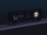 Steel Boxcar with Illuminated Side - 3-Rail - Ready to Run -- Budweiser Bar Sign #2 (black, brown, red)-2