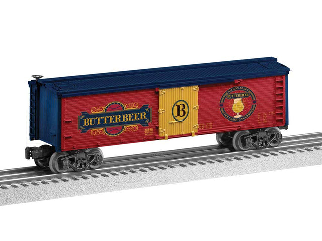 Wood Reefer w/Horizontal Siding - 3-Rail - Ready to Run -- Harry Potter Butterbeer (red, blue, yellow)