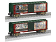 Steel Boxcar - 3-Rail - Ready to Run - Thomas Kinkade Studios -- Disney Mickey & Minnie Victorian Christmas (green, red)
