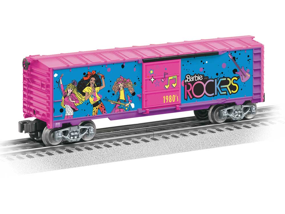 Steel Boxcar - 3-Rail - Ready to Run -- Barbie(TM) 1980s (pink, blue)-1