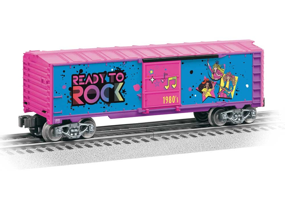 Steel Boxcar - 3-Rail - Ready to Run -- Barbie(TM) 1980s (pink, blue)-2