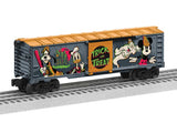 Steel Boxcar - 3-Rail - Ready to Run -- Disney Mickey & Friends Lonesome Ghosts (Halloween, gray, orange, glow-in-da-1