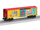 Steel Boxcar with Illuminated Side - 3-Rail - Ready to Run -- Tom and Jerry (yellow, red, blue)-2