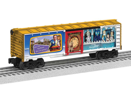 Steel Boxcar - 3-Rail - Ready to Run -- Mister Rogers Neighborhood of Make-Believe (gold boxcar, full-color sides)-2