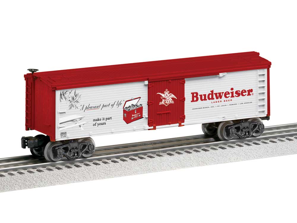 Wood Reefer w/Horizontal Siding - 3-Rail - Ready to Run -- Anheuser Busch Budweiser (white, red)