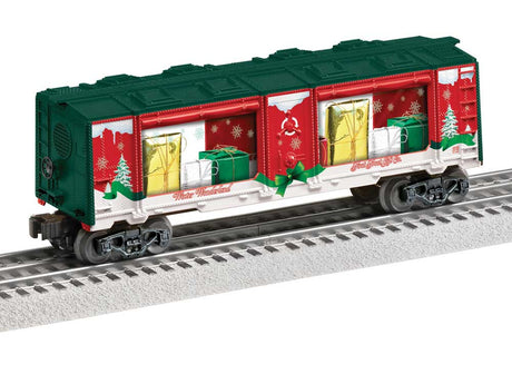 Mint Car with Present Load - 3-Rail - Ready to Run -- Christmas #24 (red, green, white)