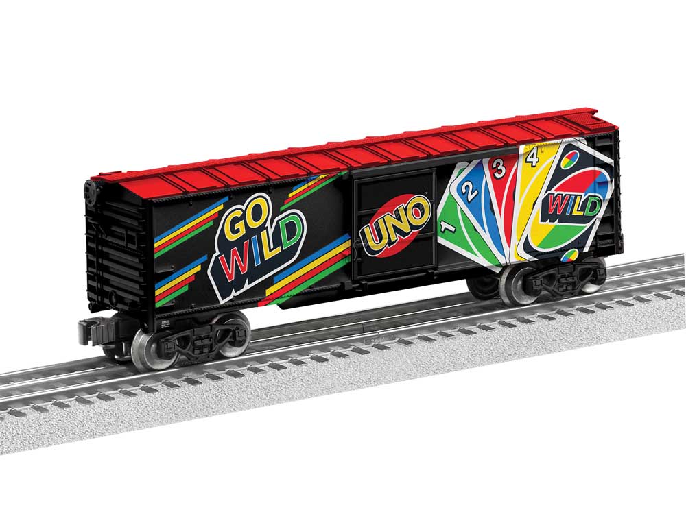 Steel Boxcar - 3-Rail - Ready to Run -- Uno(TM) (black, red)-2