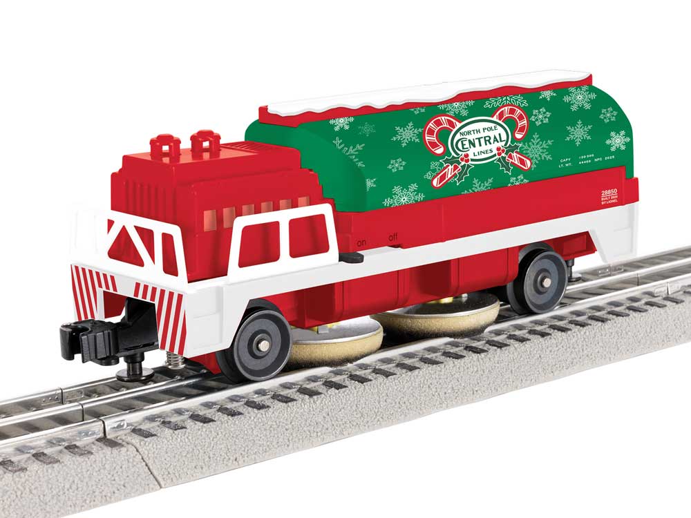 Operating Track Cleaning Car - Ready to Run - 3-Rail -- North Pole Central (green, red, white)