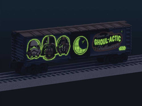 Steel Boxcar - 3-Rail - Ready to Run -- Star Wars(TM) (Halloween, gray, orange, glow-in-dark)-2