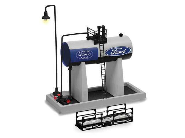 Elevated Oil Tank -- Assembled - Ford (gray, blue, white)