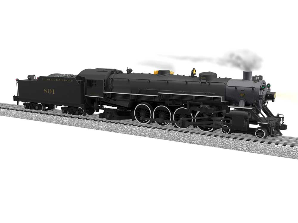 USRA 4-8-2 Light Mountain - 3-Rail w/Legacy Sound, Control & Smoke -- Alaska Railroad #801 (black, graphite, yellow)