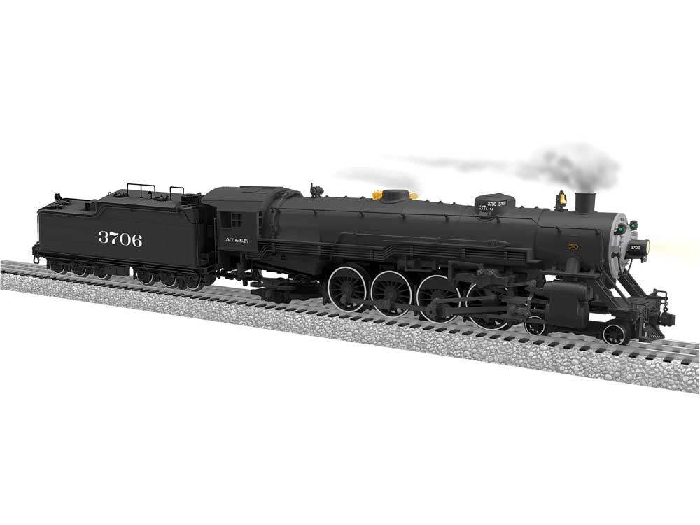 USRA 4-8-2 Light Mountain - 3-Rail w/Legacy Sound, Control & Smoke -- Santa Fe #3706 (black, silver, white)