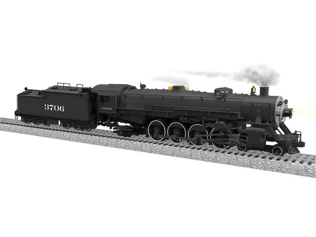 USRA 4-8-2 Light Mountain - 3-Rail w/Legacy Sound, Control & Smoke -- Santa Fe #3706 (black, silver, white)