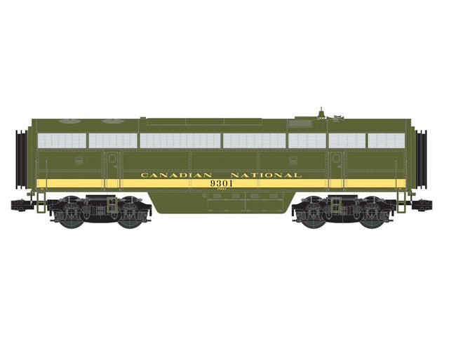 Fairbanks-Morse C-Liner CFB-16-4 3-Rail Unpowered wSuperBass -- Canadian National #9301 (green, yellow)