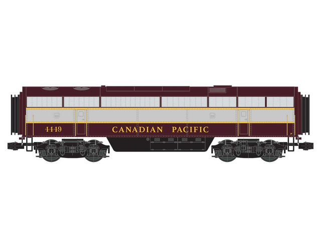 Fairbanks-Morse C-Liner CFB-16-4 3-Rail Unpowered wSuperBass -- Canadian Pacific #4449 (maroon, gray, yellow, block lettering)