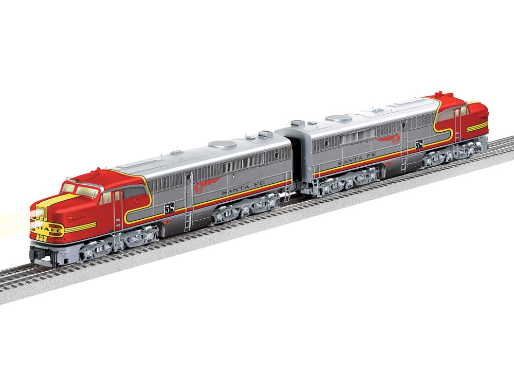 Alco PA A-A Powered/Unpowered Set w/Legacy Sound, Control & Smoke -- Santa Fe #58L-B (Warbonnet, silver, red)