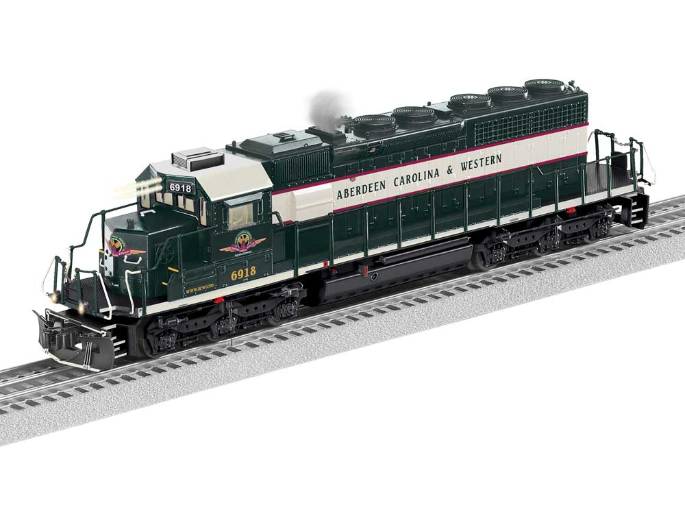 EMD SD40-2 - 3-Rail w/Legacy Sound, Control & Smoke -- Aberdeen, Carolina & Western #6918 (green, cream, magenta)