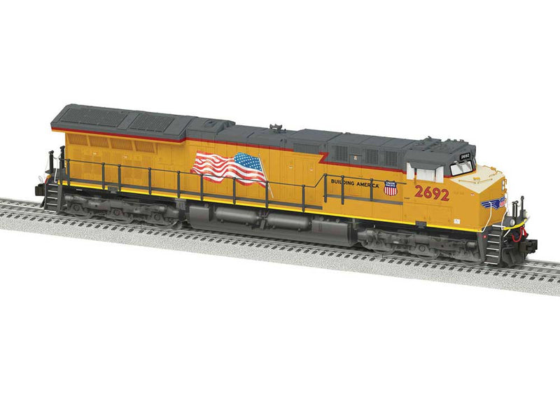 GE ET44AC - 3-Rail - Legacy(R) Sound and Control -- Union Pacific #2692 (Armour Yellow, gray, red, Large US Flag)