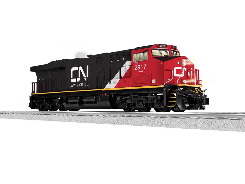 EMD ES44AC - 3-Rail - Legacy Sound, Smoke & Control -- Canadian National #2917 (black, red, white; Website Noodle Logo)