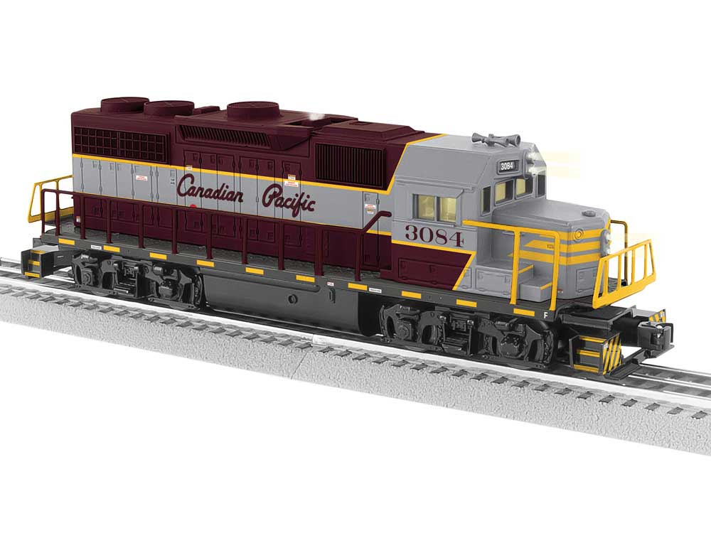 EMD GP38 - 3-Rail w/LionChief Plus 2.0 Sound, Control & Smoke -- Canadian Pacific #3084 (maroon, gray, yellow, script lettering)