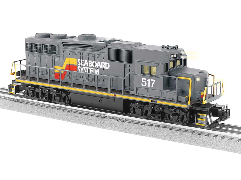 EMD GP38 - 3-Rail w/LionChief Plus 2.0 Sound, Control & Smoke -- Seaboard System #517 (gray, yellow, red)