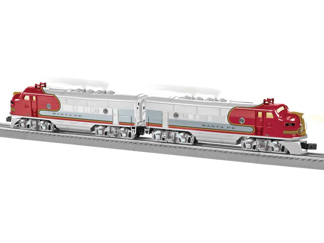 EMD F3 Powered A/Non-Powered A Set - 3-Rail - LionChief 2.0 Sound and Control -- Santa Fe (Warbonnet, silver, red, yellow, black)