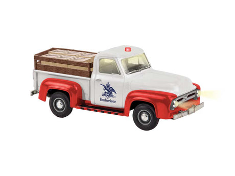 Operating Vintage Pickup Truck with Crate Load - TMCC Control -- Budweiser (white, red)
