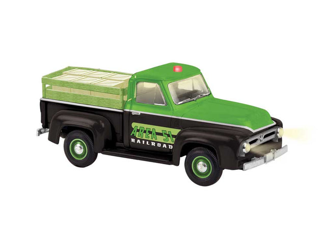 Operating Vintage Pickup Truck with Crate Load - TMCC Control -- Area 51 (black, green, glow in the dark)-1