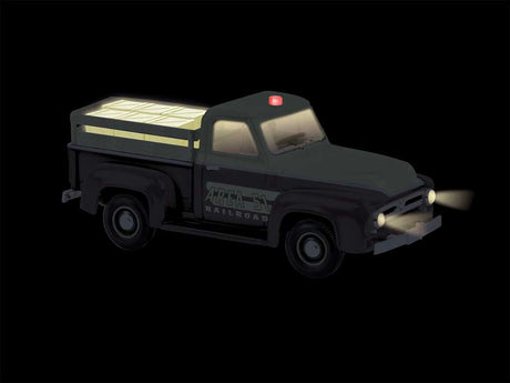 Operating Vintage Pickup Truck with Crate Load - TMCC Control -- Area 51 (black, green, glow in the dark)-2