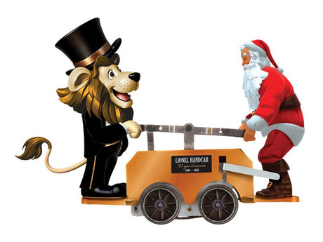 #1100 Operating Handcar - 3-Rail - Conventional -- Santa & Lenny (bronze)