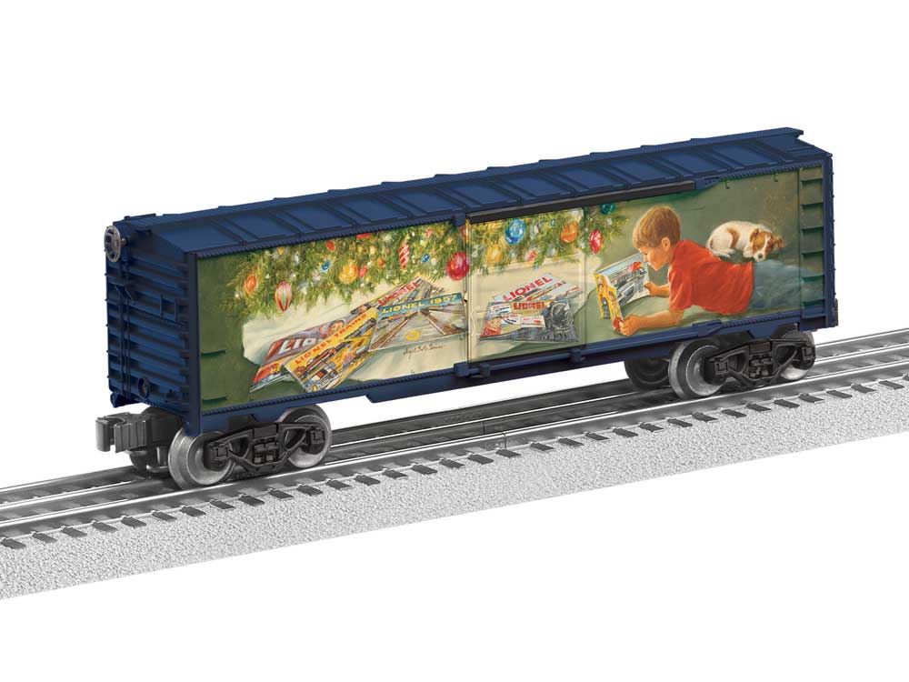 Steel Boxcar - 3-Rail - Ready to Run -- Angela Trotta Thomas Christmas Anticipation (blue car)