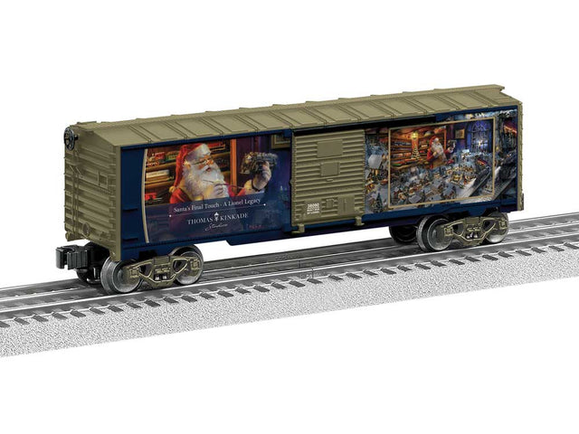 Steel Boxcar - 3-Rail - Ready to Run -- Santa's Final Touch Lionel Legacy (125th Anniversary, gold car)-1