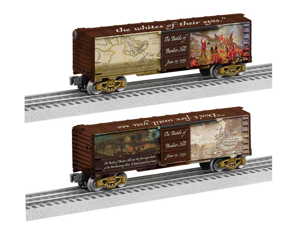 Steel Boxcar - 3-Rail - Ready to Run -- Battle of Bunker Hill 250th Anniversary (brown car)-1