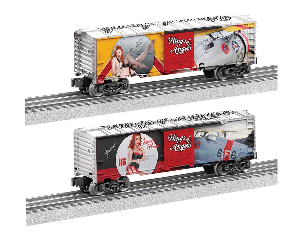 Steel Boxcar - 3-Rail - Ready to Run -- Wings of Angels - Rockin' the Red (white car)-1