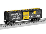 Steel Boxcar - 3-Rail - Ready to Run -- Peanuts(TM) 75th Anniversary (black, gold car)-1