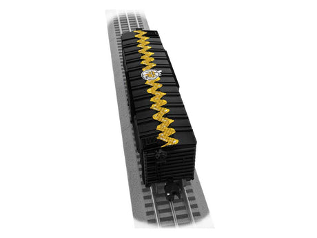Steel Boxcar - 3-Rail - Ready to Run -- Peanuts(TM) 75th Anniversary (black, gold car)-2