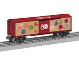 Steel Boxcar - 3-Rail - Ready to Run -- Mattel 80th Anniversary (red, beige)-1