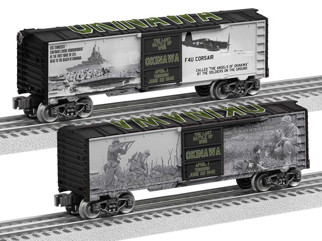 Steel Boxcar - 3-Rail - Ready to Run -- Okinawa 80th Anniversary (black, white)-1