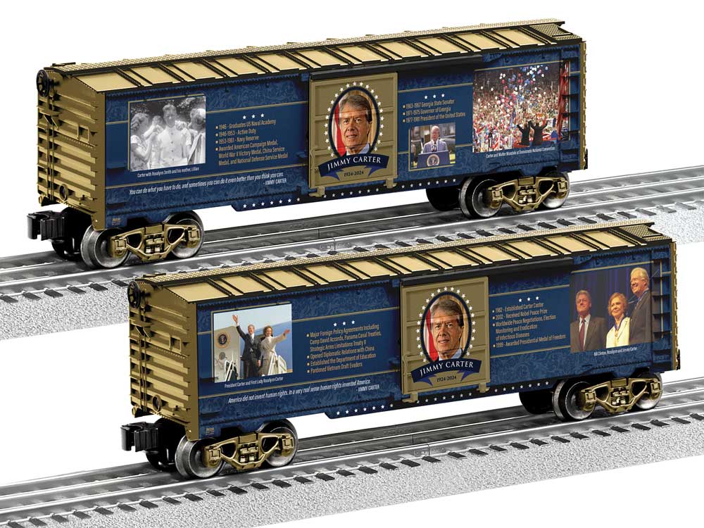 Steel Boxcar - 3-Rail - Ready to Run -- Jimmy Carter (blue, gold)