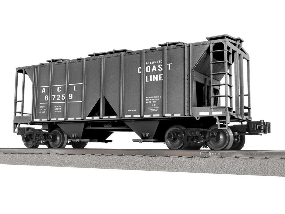 Class AC-2 2-Bay Covered Hopper - 3-Rail - Ready to Run -- Atlantic Coast Line #87259 (black, white)