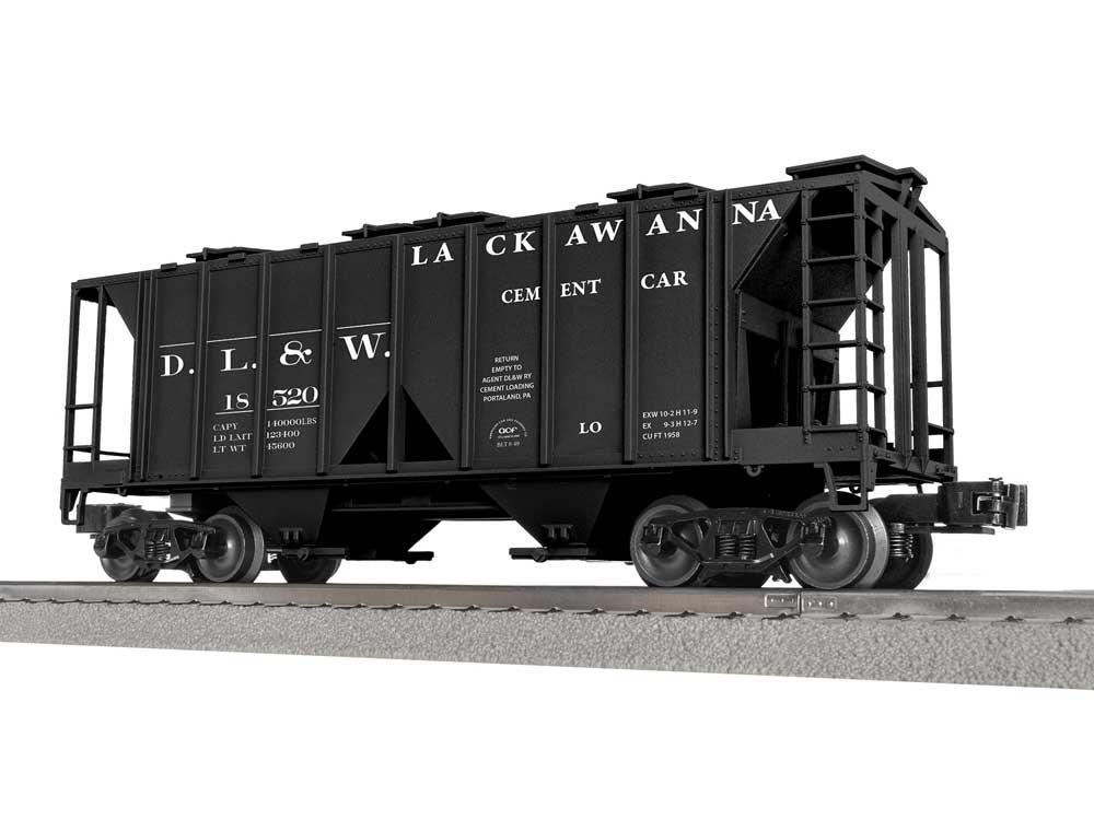 Class AC-2 2-Bay Covered Hopper - 3-Rail - Ready to Run -- Delaware, Lackawanna & Western #18520 (black, white)