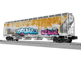 ACF 4-Bay Covered Hopper - 3-Rail - Ready to Run -- ACFX #52569 (Weathered, gray, Graffiti)-2