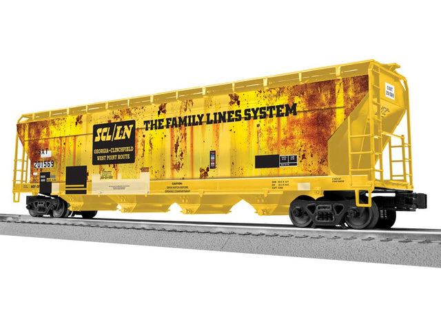 ACF 4-Bay Covered Hopper - 3-Rail - Ready to Run -- CSX #201569 (Ex-FLS, Weathered, yellow, black, Graffiti)-1