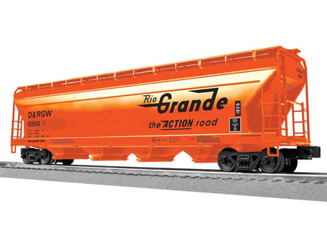 ACF 4-Bay Covered Hopper - 3-Rail - Ready to Run -- Denver & Rio Grande Western #15500 (orange, black, Flying Grande)