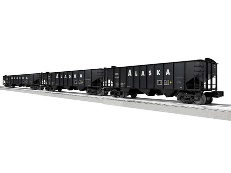 3-Bay Hopper Peaked Ends 3-Pack - Scale 3-Rail - Ready to Run -- Alaska Railroad #14769, 14806, 14791 (black)