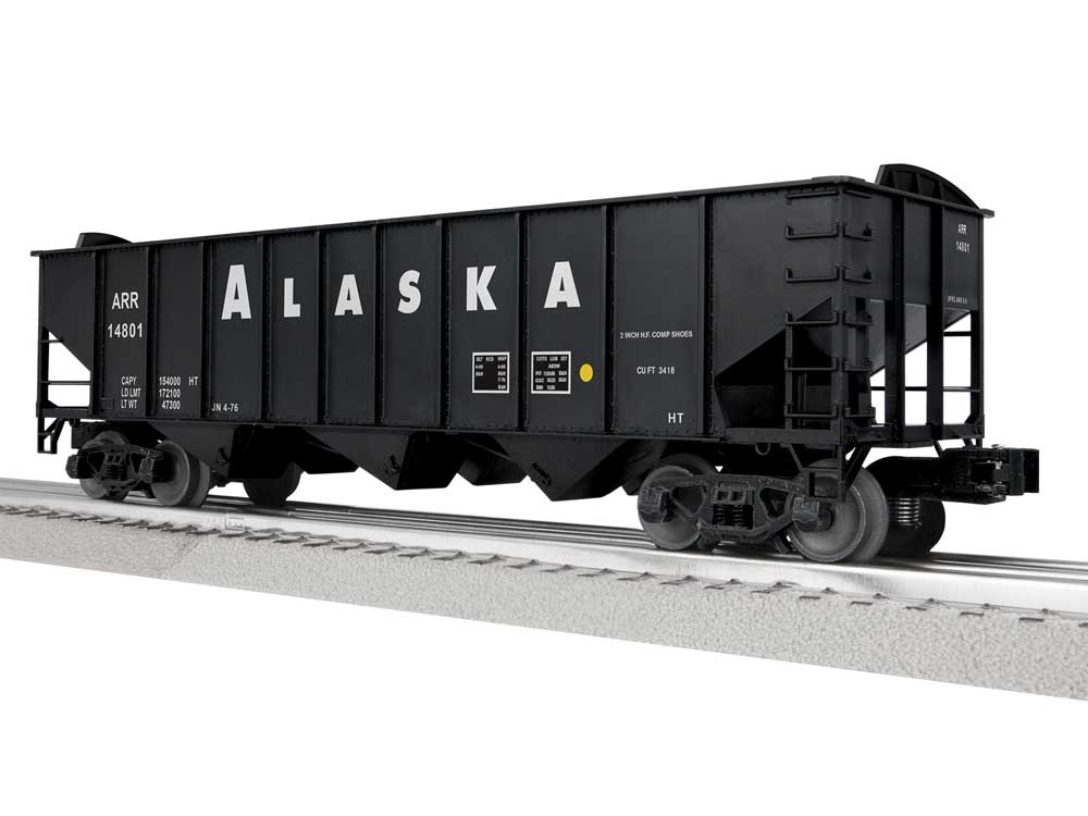 3-Bay Hopper Peaked Ends - Scale 3-Rail - Ready to Run -- Alaska Railroad #14801 (black)