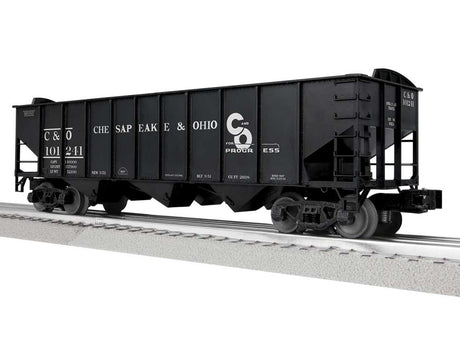 3-Bay Hopper Peaked Ends - Scale 3-Rail - Ready to Run -- Chesapeake & Ohio #101241 (black, white, Progress Logo)