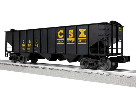 3-Bay Hopper Peaked Ends - Scale 3-Rail - Ready to Run -- CSX C&O #108442 (black, yellow)