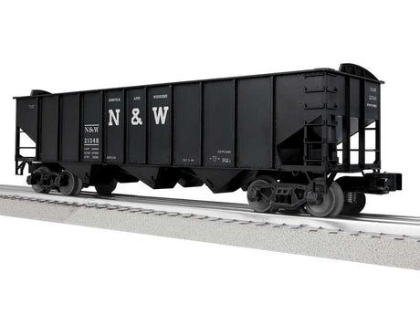 3-Bay Hopper Peaked Ends - Scale 3-Rail - Ready to Run -- Norfolk & Western #21348 (black, white, Block N&W)